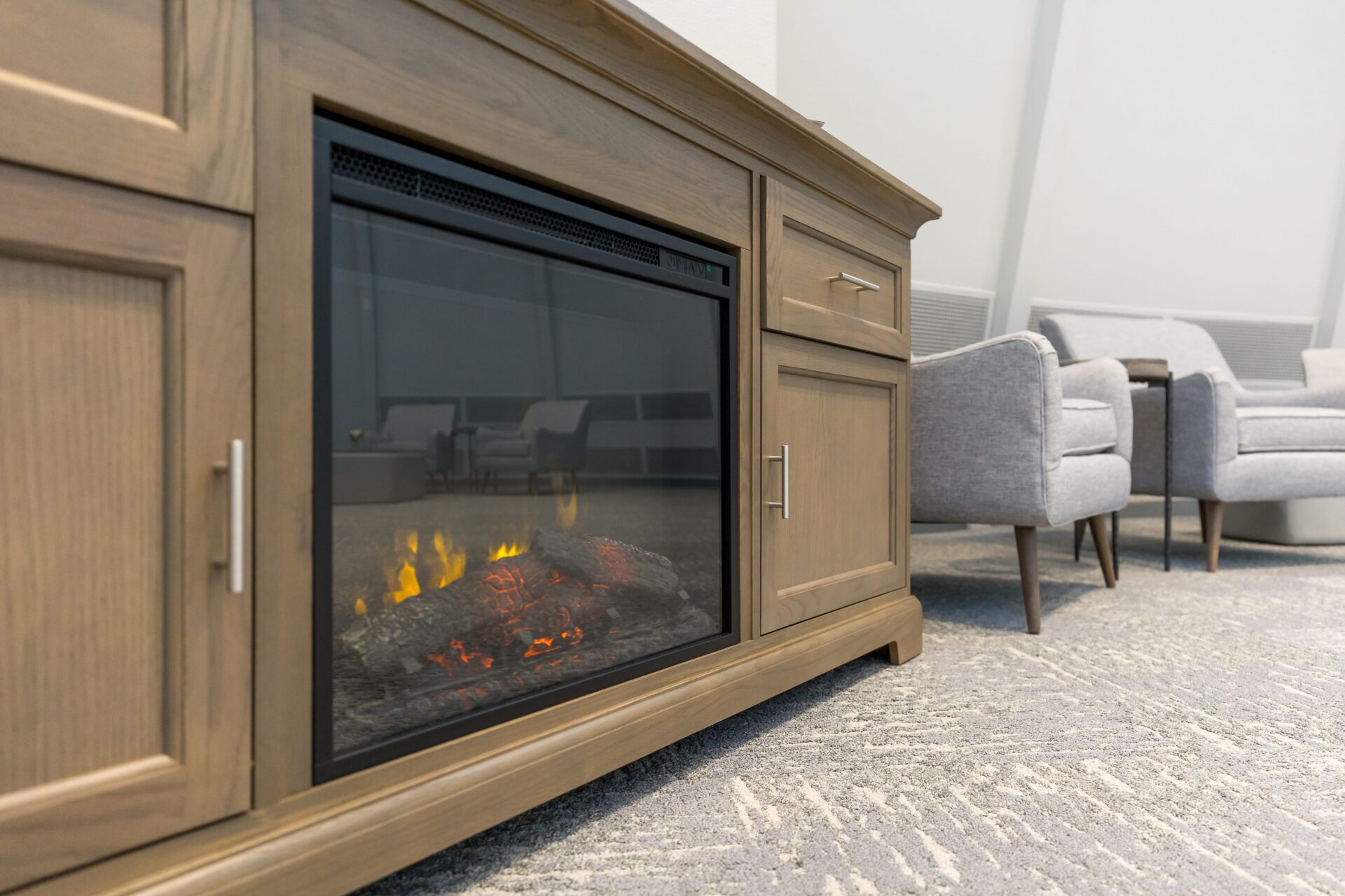 indoor fireplace to create calm atmosphere of healing at The Ridge